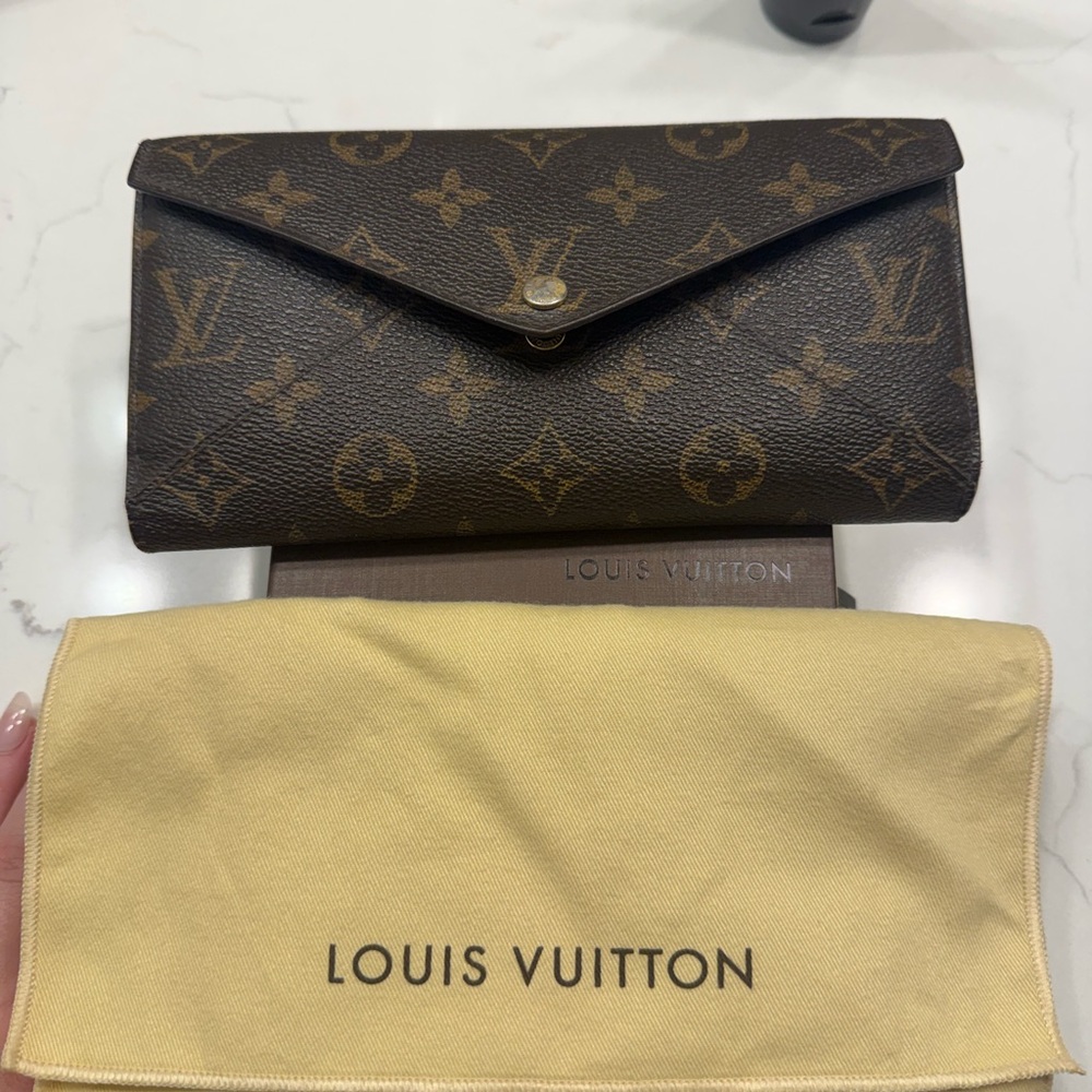 Authentic Louis Vuitton Monogram Envelope Wallet in Brown and Gold